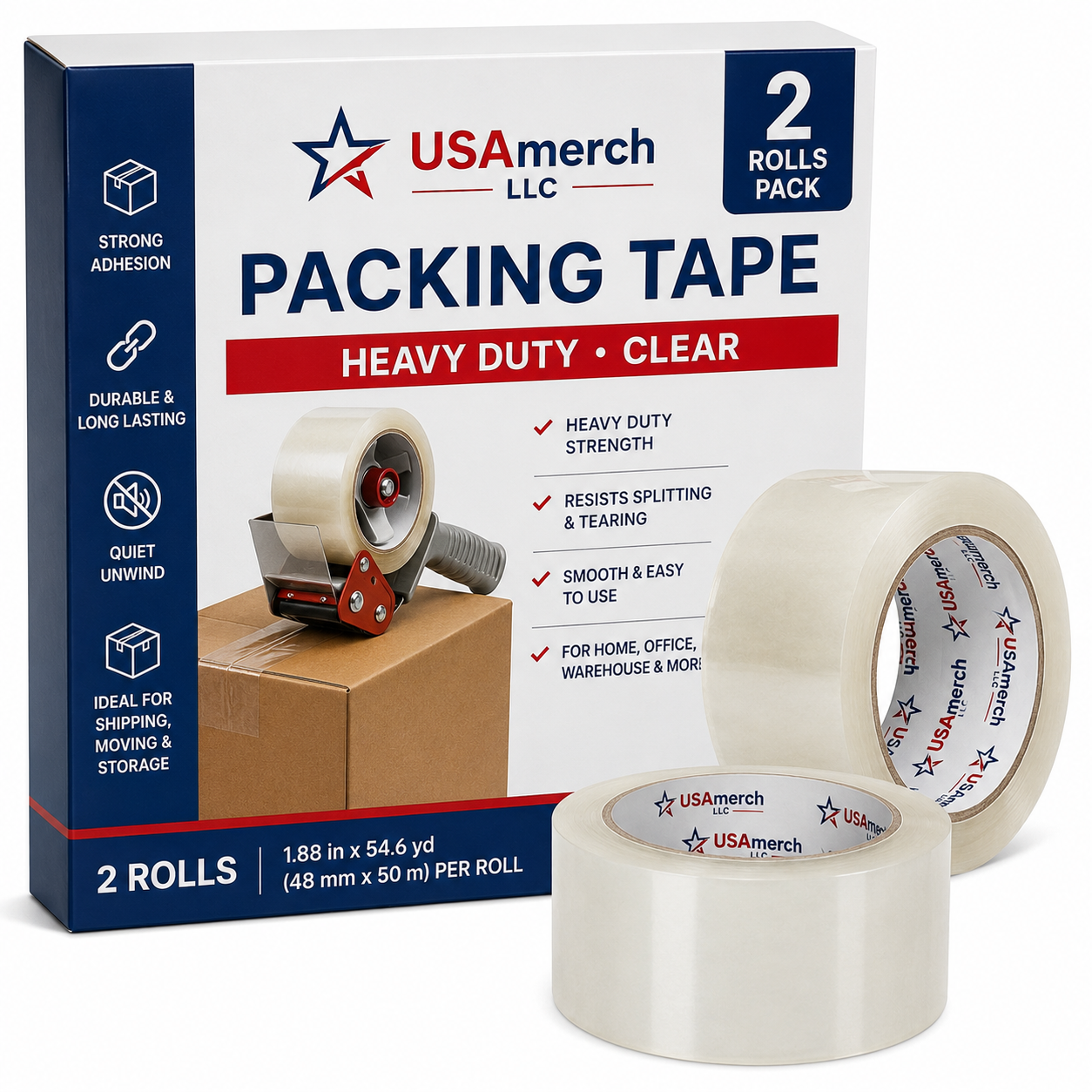 Clear Packing Tape (2 Pack, Heavy Duty)