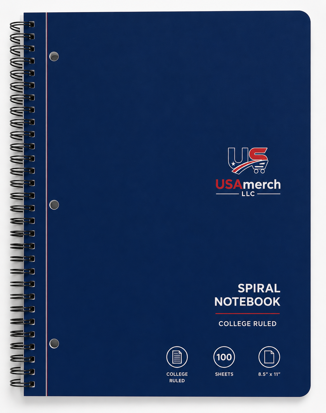 Spiral Notebook-College Ruled, 100 Sheets, 8.5" × 11”