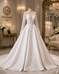 Classic White Satin Bridal Ball Gown