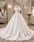 Elegant Off-Shoulder White Bridal Ball Gown