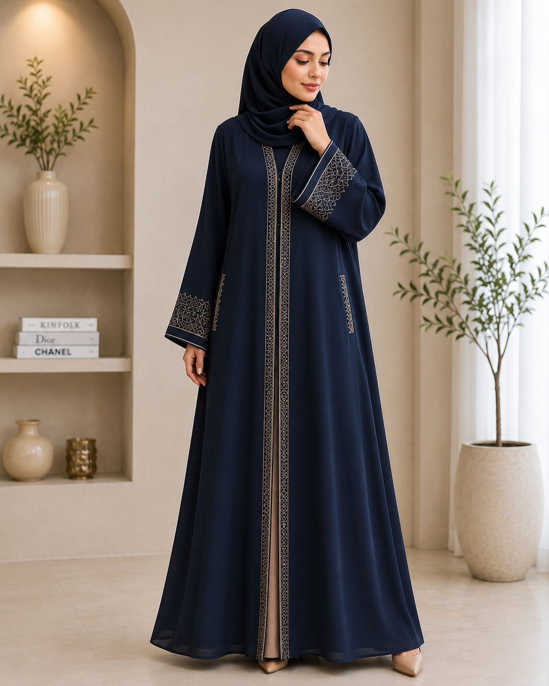Elegant Navy Blue Abaya for Women