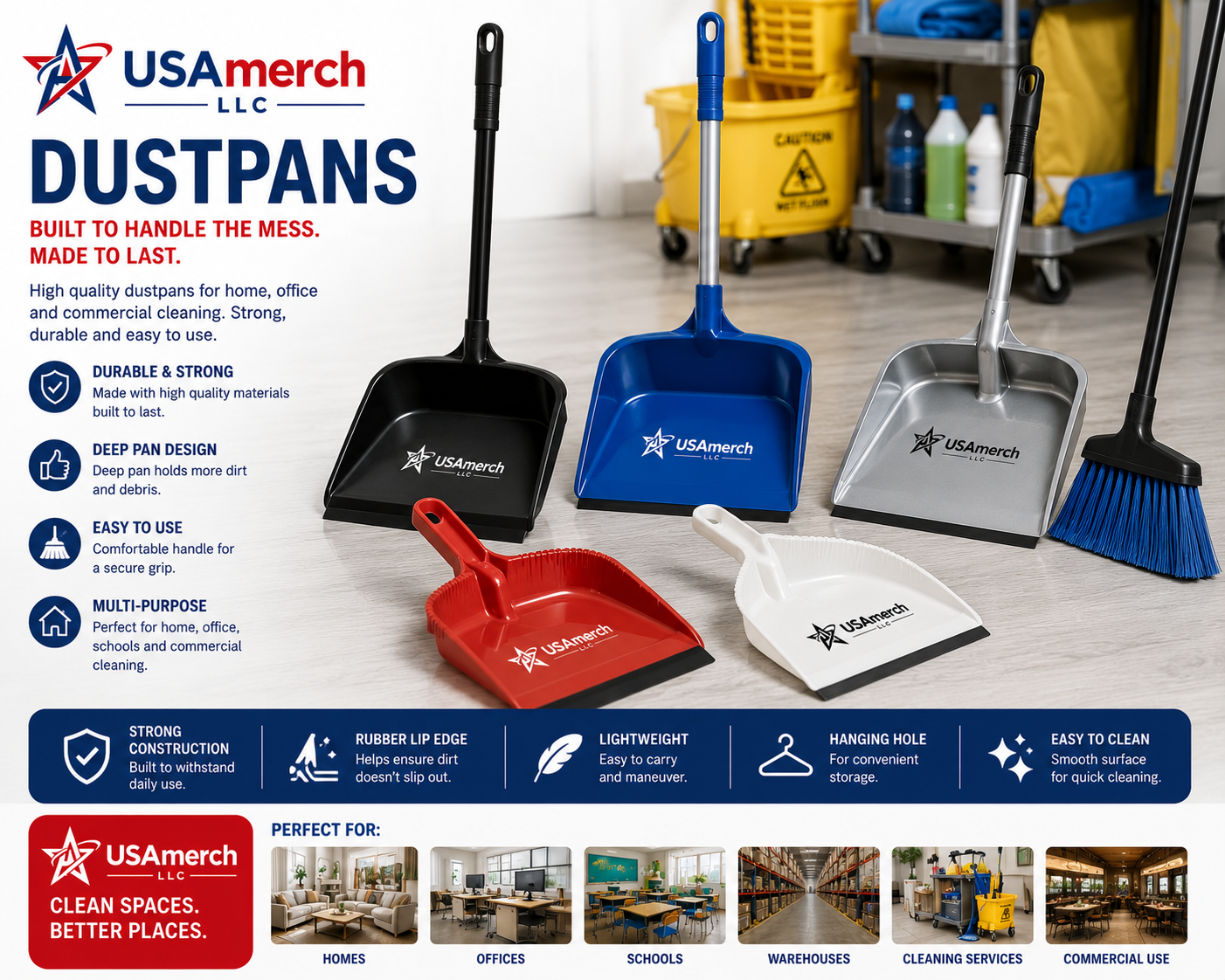 USAmerch Dustpan & Brush Cleaning Set