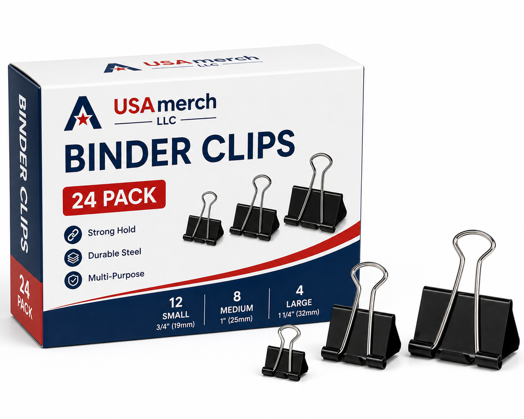 Binder Clips (24 Pack, Assorted Sizes)