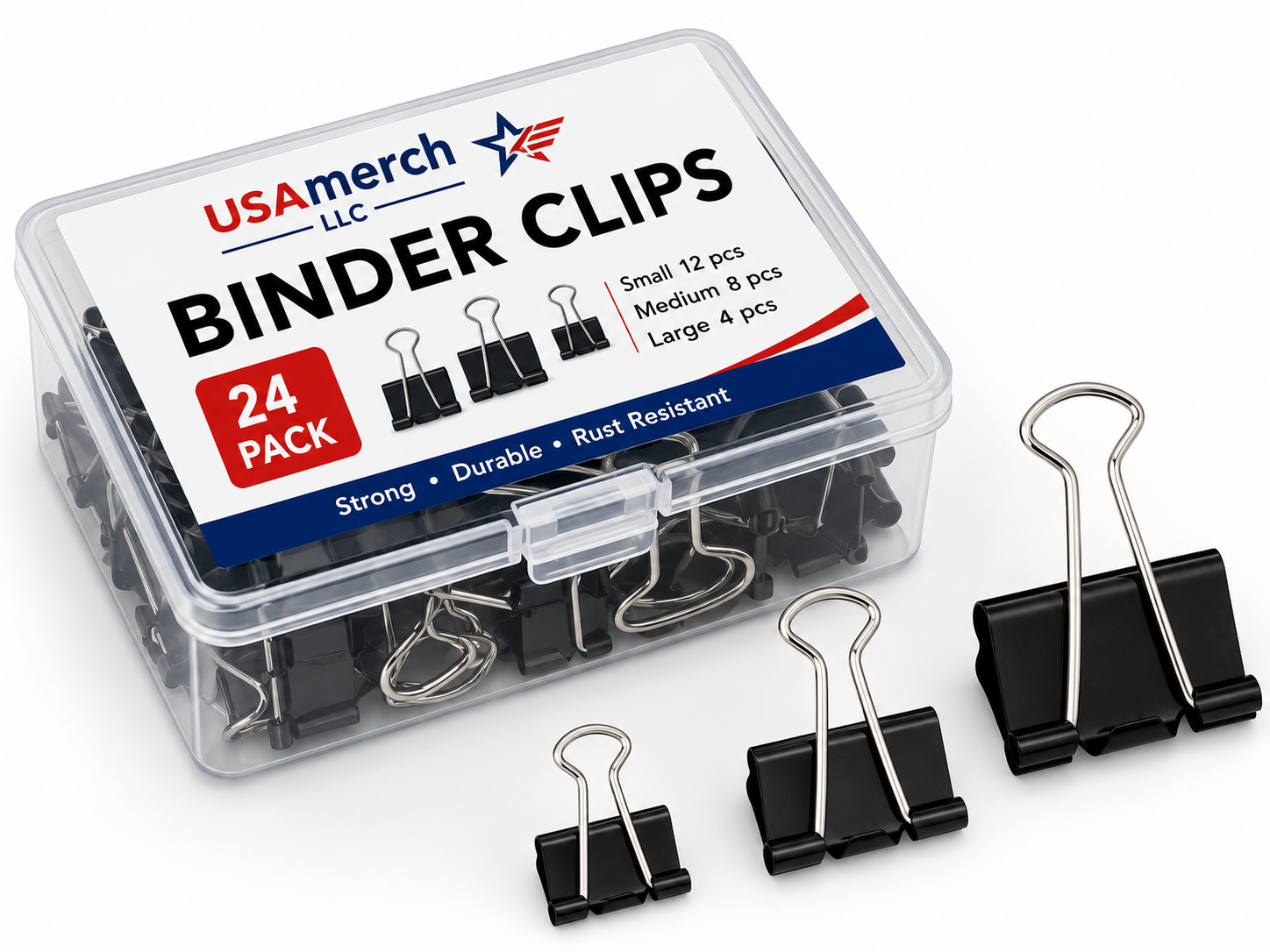 Binder Clips (24 Pack, Assorted Sizes)