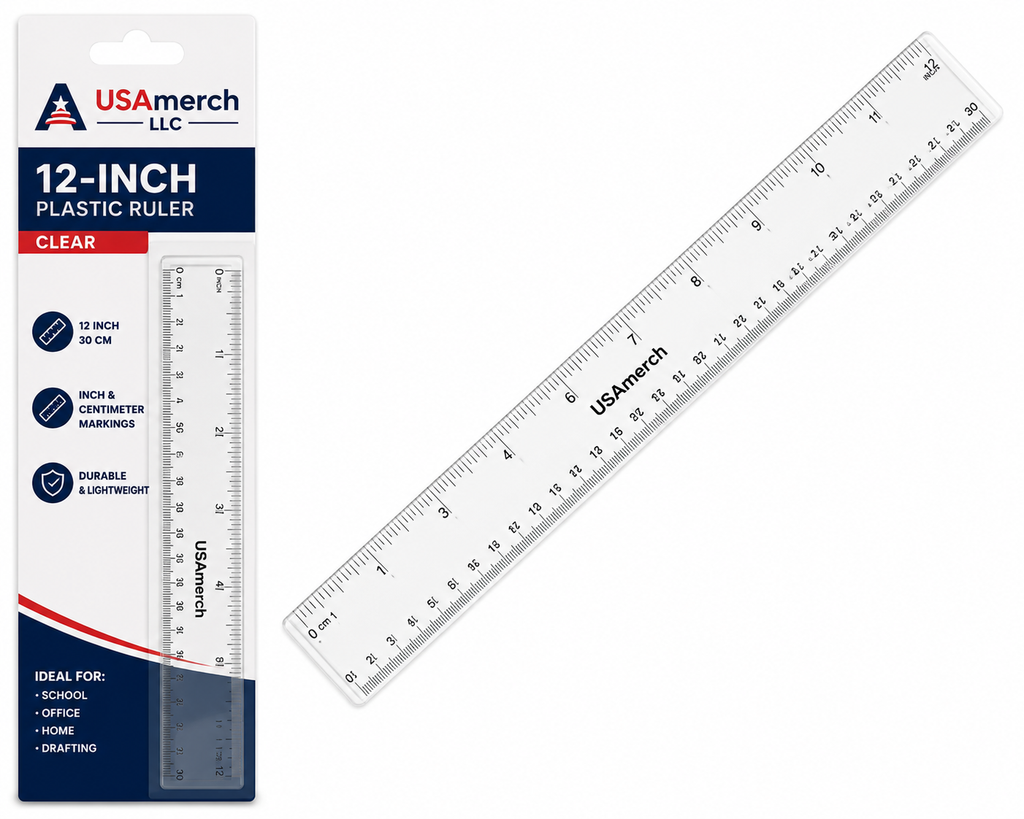 12-Inch Plastic Ruler (Clear)