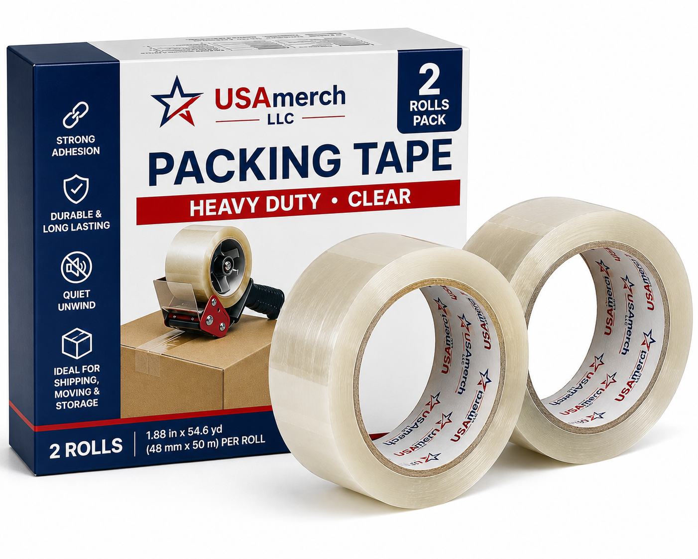 Clear Packing Tape (2 Pack, Heavy Duty)